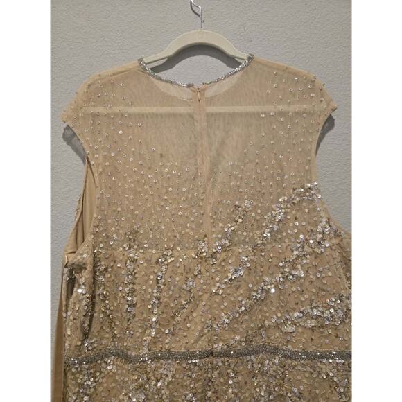 Mac Duggal Women's 5619 Plus Size 20 Nude Beige Beaded Sequin Gown Formal Dress - Picture 14 of 16